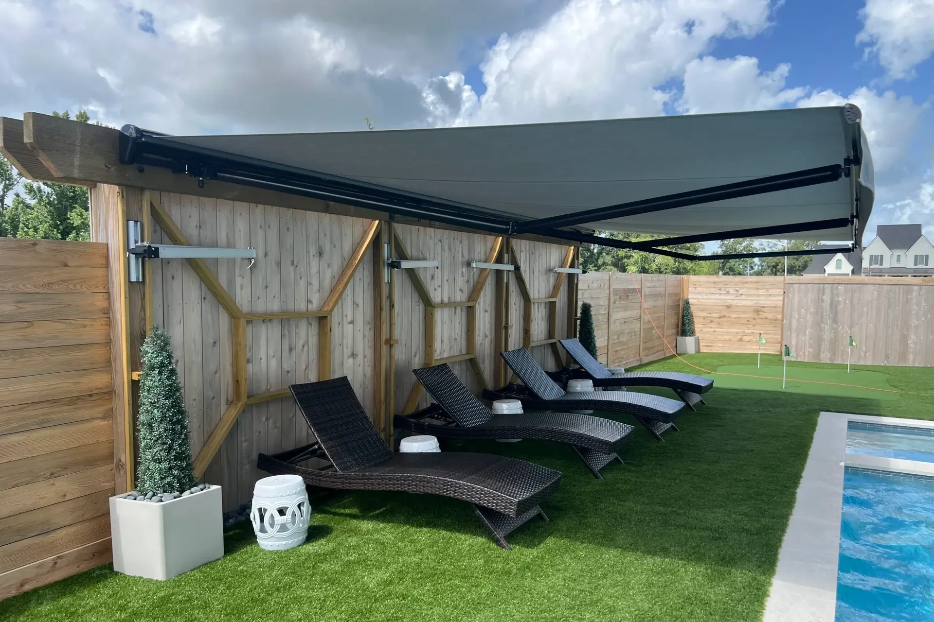 Motorized Awning near pool