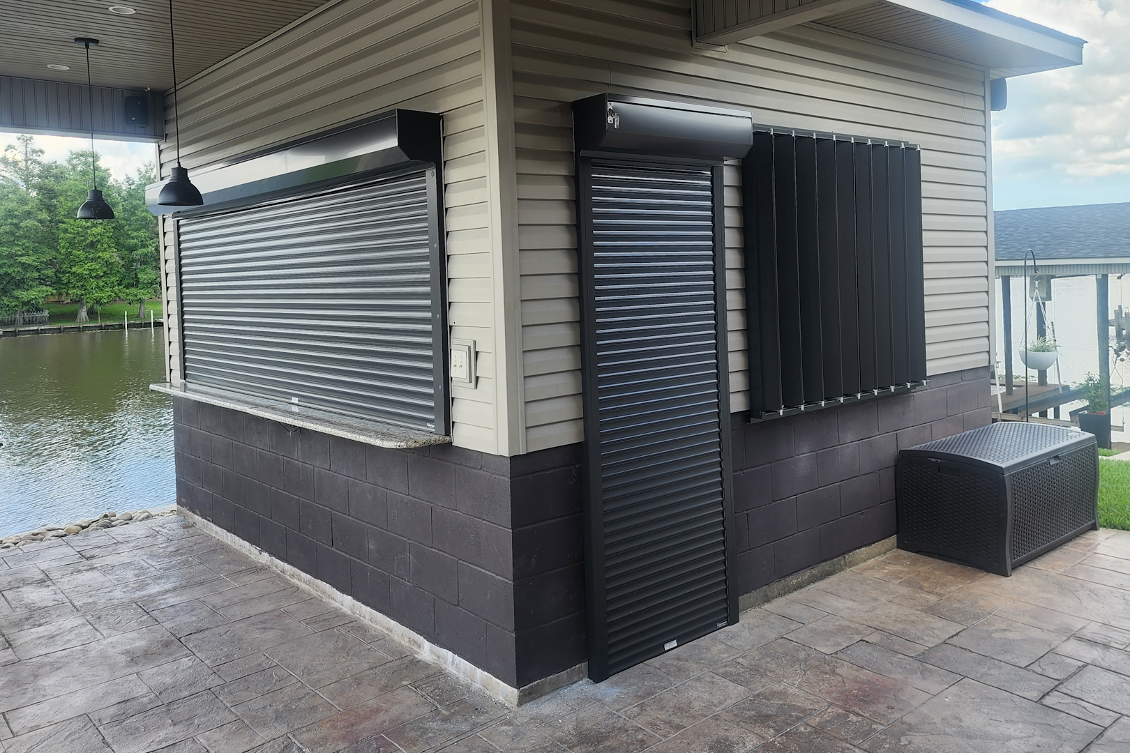 Smart motorized shutters providing shade, privacy, and weather protection, security