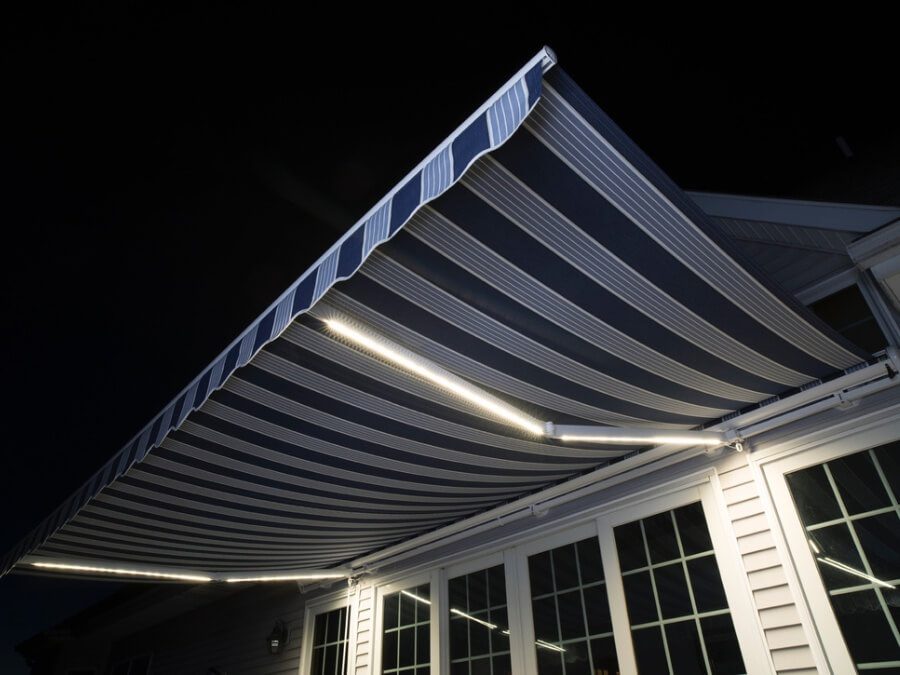 Motorized Retractable Awning with led lights built in in Acadiana area Lousiana.