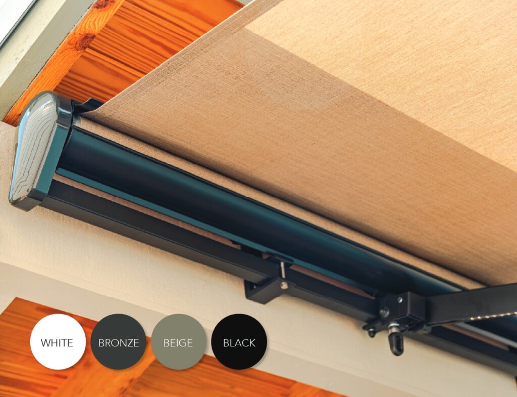 SunPro awnings are available in four popular housing and frame colors: white, bronze, beige, and black. They feature removable straight or sea wave valances and offer various add-ons and customization options, including front screens, wireless wind sensors, wind poles, and specialty mount brackets for different applications all in Acadiana area.